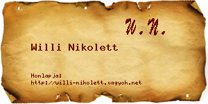 Willi Nikolett névjegykártya